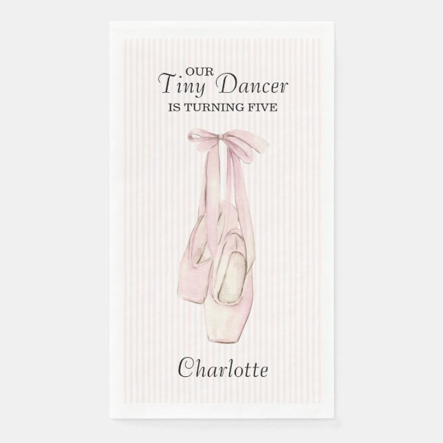 Servilleta De Papel Tiny Dancer Ballerina Pink Girls Birthday (Anverso)