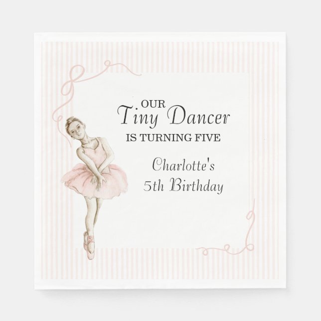 Servilleta De Papel Tiny Dancer Ballerina Pink Girls Birthday (Anverso)
