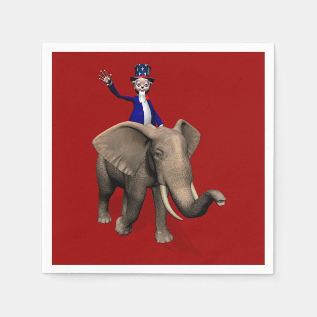 Servilleta De Papel Tío Sam Montando En Elefante (Anverso)