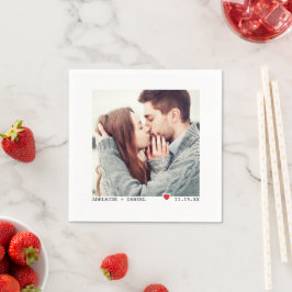 Servilleta De Papel Típica negra minimalista, foto de Boda del corazón