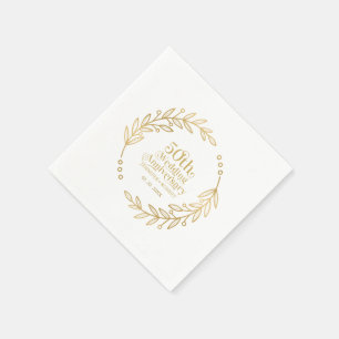 Servilleta De Papel Tipografía 50 Aniversario de Boda Corona de Oro