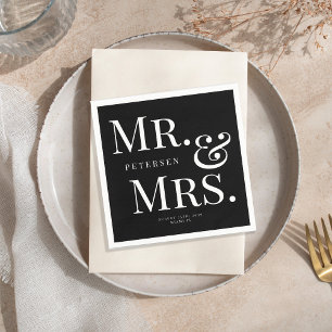 Servilleta De Papel Tipografía audaz moderna Sr. y Sra. boda negra