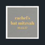 Servilleta De Papel Tipografía audaz Personalizado gris amarillo Bat M<br><div class="desc">Tipografía audaz Personalizado amarillo y gris Cute Bat Mitzvah Napkins</div>