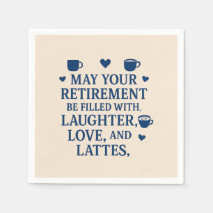 Servilleta De Papel Tipografía Azul de Jubilación Corazones de Café co