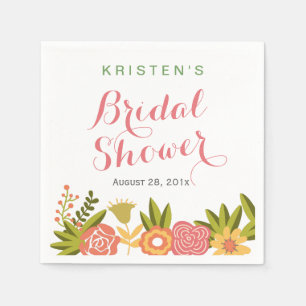 Servilleta De Papel Tipografía Bridal Shower Garden Flor Blooming