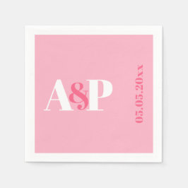 Servilleta De Papel Tipografía Colorida Rosa Monograma Boda