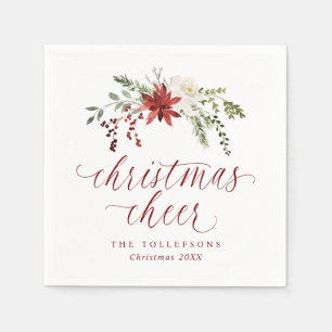 Servilleta De Papel Tipografía de Acuarela Elegante Alegría de Navidad