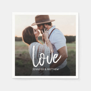 Servilleta De Papel Tipografía de amor de fotografía de compromiso
