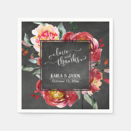 Servilleta De Papel Tipografía de amor y agradecimiento Flores rojas P