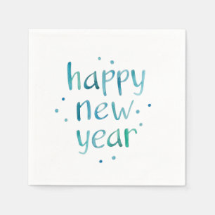 Servilleta De Papel Tipografía de color de agua Feliz año nuevo