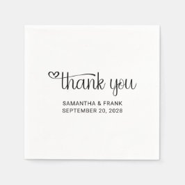 Servilleta De Papel Tipografía de corazón agradecimiento Boda