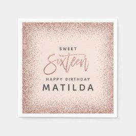 Servilleta De Papel Tipografía de escritura femenina rosa Purpurinoso