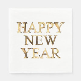 Servilleta De Papel Tipografía de Faux Gold Feliz Año Nuevo
