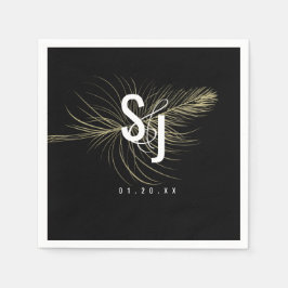 Servilleta De Papel Tipografía de guión Pluma de oro falsa bohemio