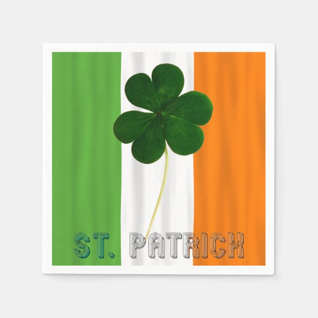 Servilleta De Papel Tipografía de Irlanda de St. Patrick Shamrock (Anverso)