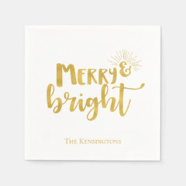 Servilleta De Papel Tipografía de oro de los navidades de Faux Merry y