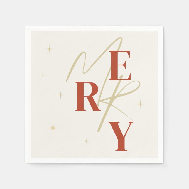 Servilleta De Papel Tipografía elegante de Feliz Navidad (Anverso)