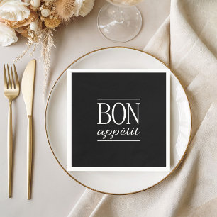 Servilleta De Papel Tipografía en blanco y negro BON APPETIT