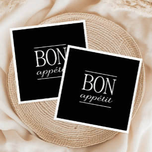 Servilleta De Papel Tipografía en blanco y negro BON APPETIT