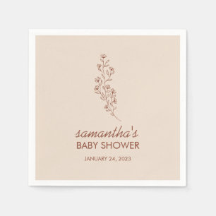 Servilleta De Papel Tipografía floral de baby shower minimalista elega