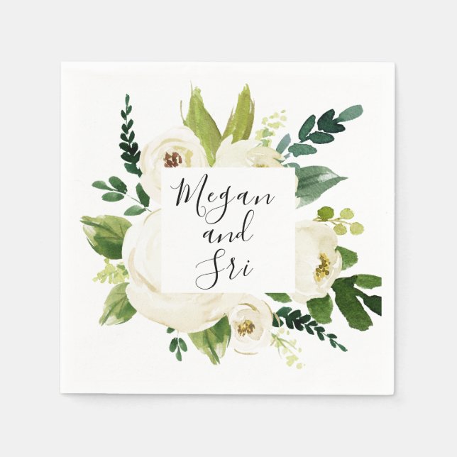 Servilleta De Papel Tipografía Floral Elegante Moderna (Anverso)