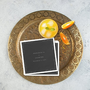 Servilleta De Papel Tipografía mínima Boda blanco y negro