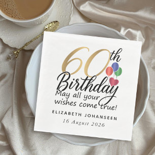 Servilleta De Papel Tipografía moderna chic con guión dorado para cump