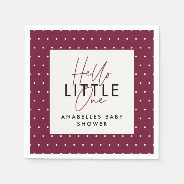 Servilleta De Papel Tipografía moderna ducha bebé hola pequeña (Anverso)