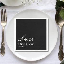 Servilleta De Papel Tipografía Negra Elegante Boda Personalizada