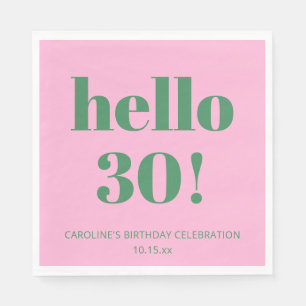 Servilleta De Papel Tipografía Negrita Rosa Verde Moderna Cumpleaños 3