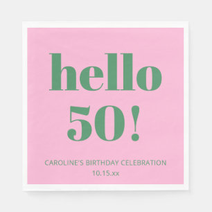 Servilleta De Papel Tipografía Negrita Rosa Verde Moderno Cumpleaños 5