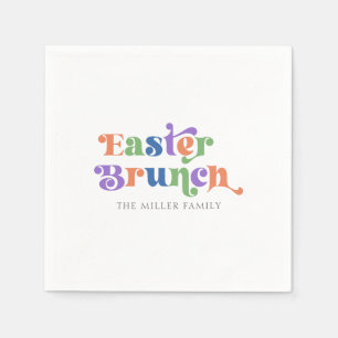 Servilleta De Papel Tipografía retro colorida de Brunch de Pascua