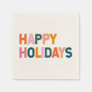 Servilleta De Papel Tipografía Retro Colorida Feliz Navidad Decoración