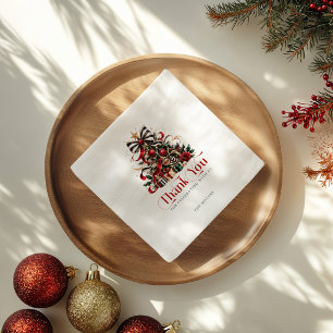 Servilleta De Papel Tipografía Retro Rojo Árbol de Navidad