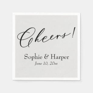 Servilleta De Papel Tipografía Sencilla de Lujo Cheers! Gris