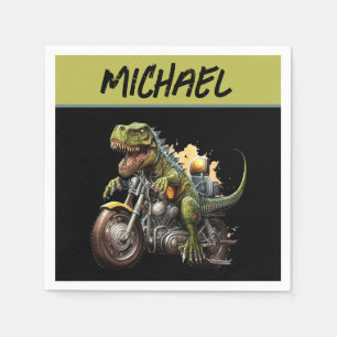 Servilleta De Papel Tirannosauro Rex Dinosaurio en motocicleta