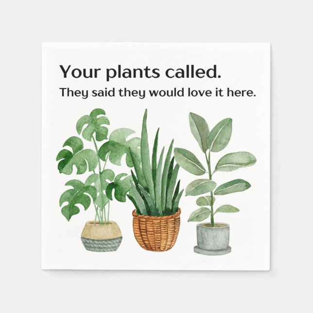 Servilleta De Papel Tiras cuadradas - "Plantas domésticas" de la casa  (Anverso)