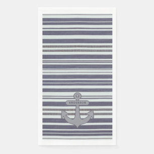 Servilleta De Papel Tiras de Denim Azul de Ancla Náutica