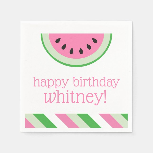 Servilleta De Papel Tiras de sandía rosa Tiras Fiestas personalizadas (Anverso)