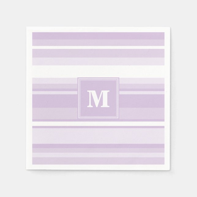 Servilleta De Papel Tiras moradas monogramo (Anverso)
