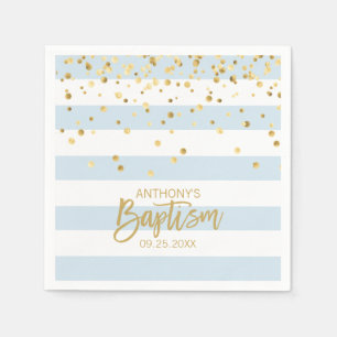 Servilleta De Papel Tiras Pastel Blue Gold BAPTISM