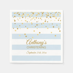 Servilleta De Papel Tiras Pastel Oro Azul BOY NAVEGACIÓN BAPTISMO