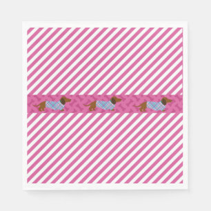 Servilleta De Papel Tiras rosadas de papel Dachshund