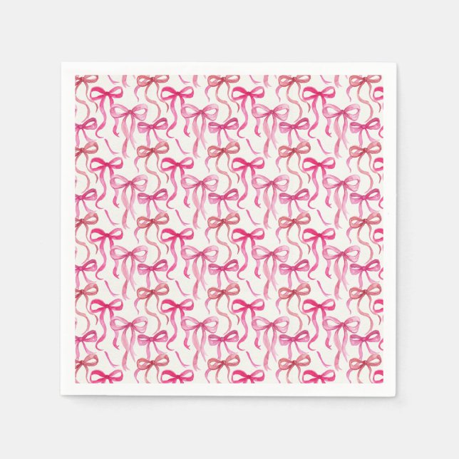 Servilleta De Papel Tiro de lazo de cinta de acuarela rosa multi capri (Anverso)
