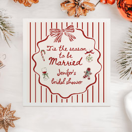 Servilleta De Papel Tis The Season Hand Drawn Christmas Bridal Shower