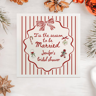 Servilleta De Papel Tis The Season Hand Drawn Christmas Bridal Shower