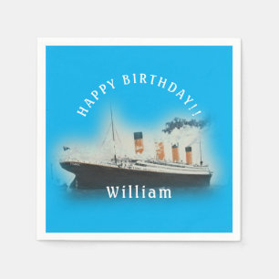 Servilleta De Papel Titanic Blue Birday White Star Line Ship