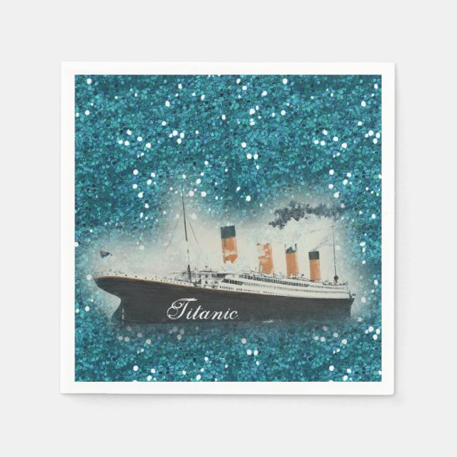 Servilleta De Papel Titanic Sapphire Purpurina White Star Line Ship (Anverso)