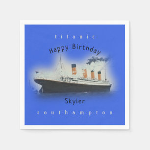 Servilleta De Papel Titanic Ship Happy Birday Name Marinne Blue