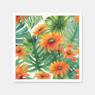 Servilleta De Papel Tithonia Vibrant Watercolor Tropical